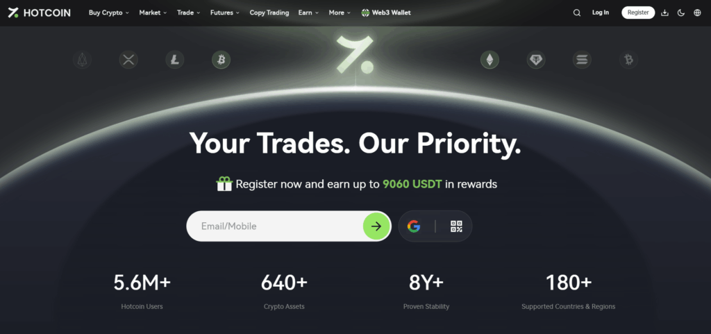 Hotcoin web page